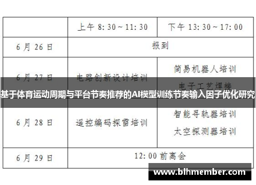 基于体育运动周期与平台节奏推荐的AI模型训练节奏输入因子优化研究